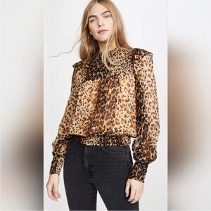 Free People Sheer Leopard Print Blouse size women’s Small